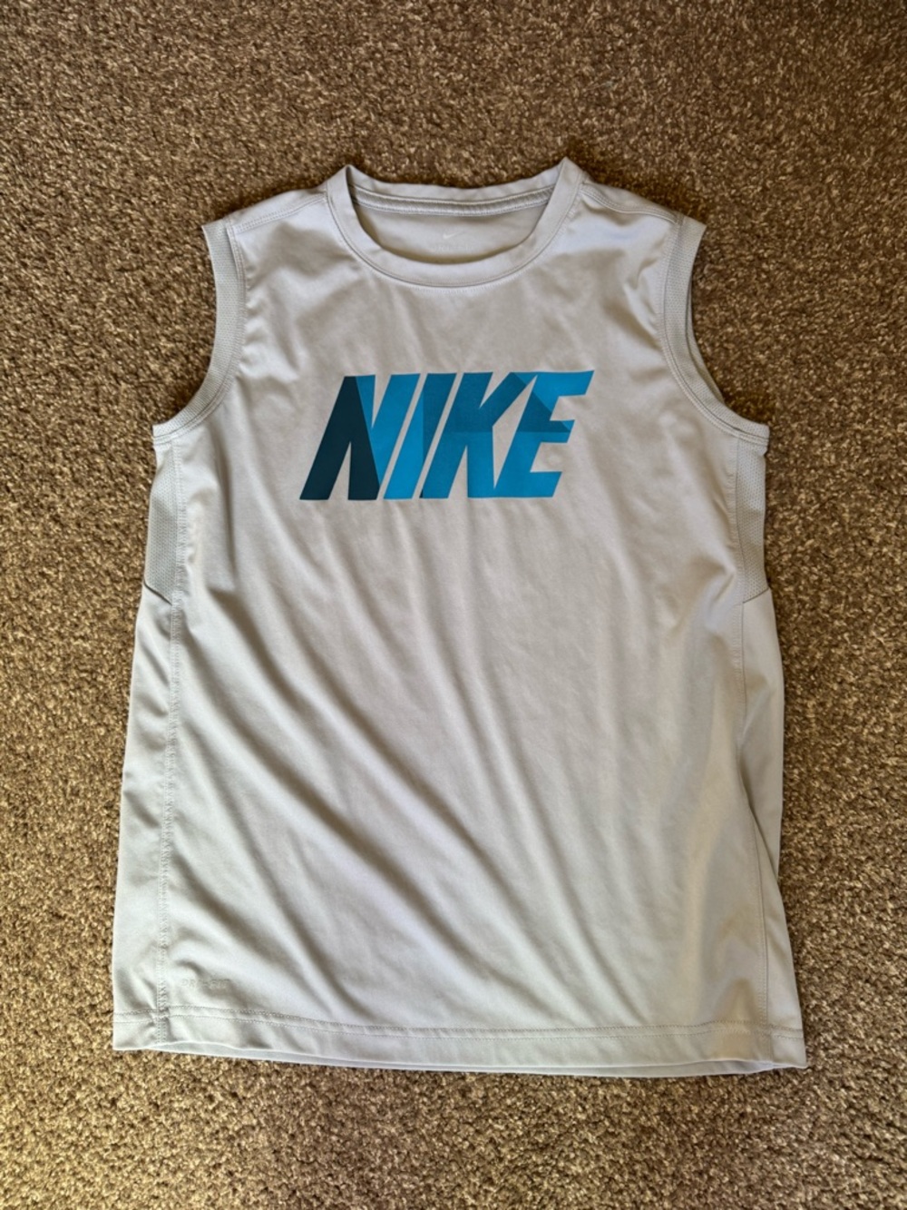 Nike White Sleeveless Athletic Tank with Teal Logo